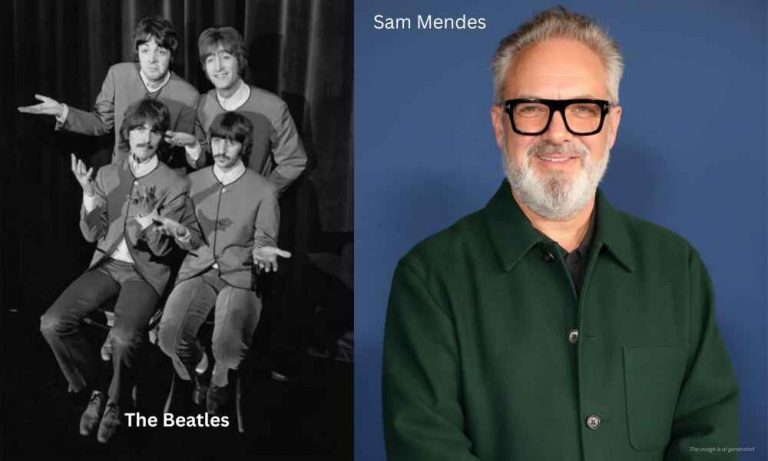 Sam Mendes Beatles biopic four movie series analysis hero image with The Beatles and director